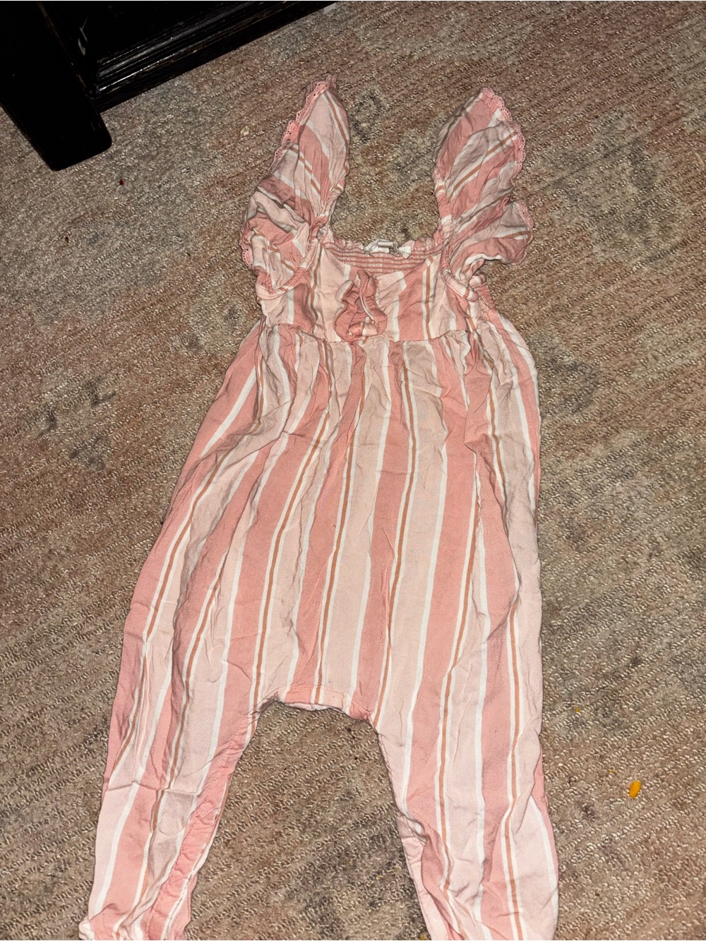 Jessica Simpson Pink and White Striped Girls Romper